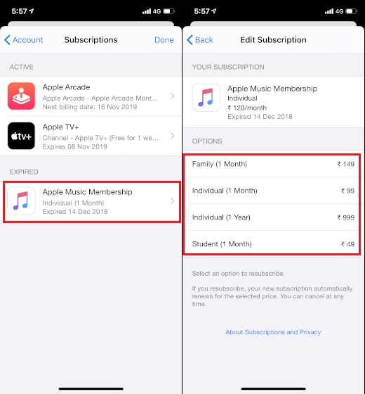 4. Cancele a assinatura do aplicativo no iOS 13 e iPadOS 13