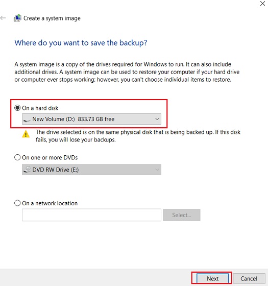 Cree una copia de seguridad completa de Windows 10 con Backup and Restore 3