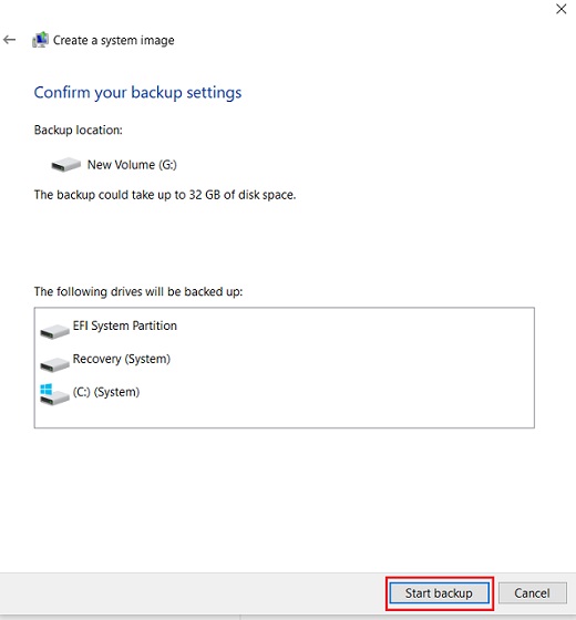 Cree una copia de seguridad completa de Windows 10 con Backup and Restore 5