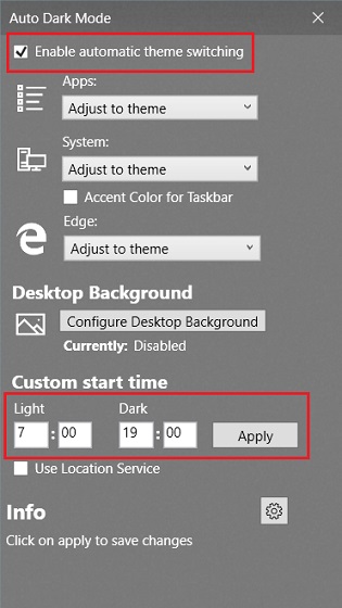 Programe el modo de luz y oscuridad automático en Windows 10 con una aplicación simple 2