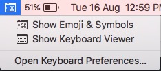 icono de barra de menú de símbolos de teclado mac