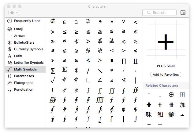 visor de caracteres de símbolos de teclado mac