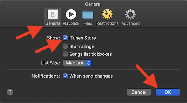 Mostrar iTunes Store en Mac