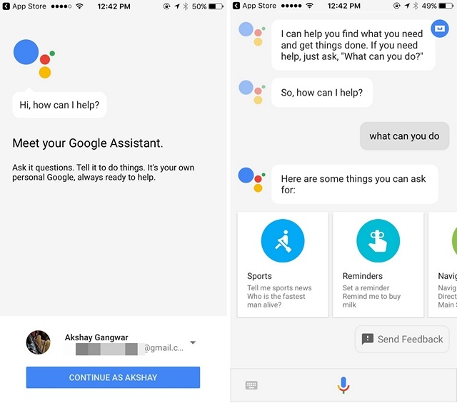 Google Assistant auf dem iPhone Indien