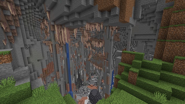 Cuevas de estalactitas expuestas en la ladera de la montaña - Minecraft 1.18 Semillas de cuevas de estalactitas