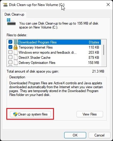 Datenträgerbereinigung unter Windows 11
