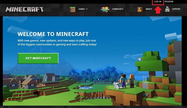 Página do Minecraft