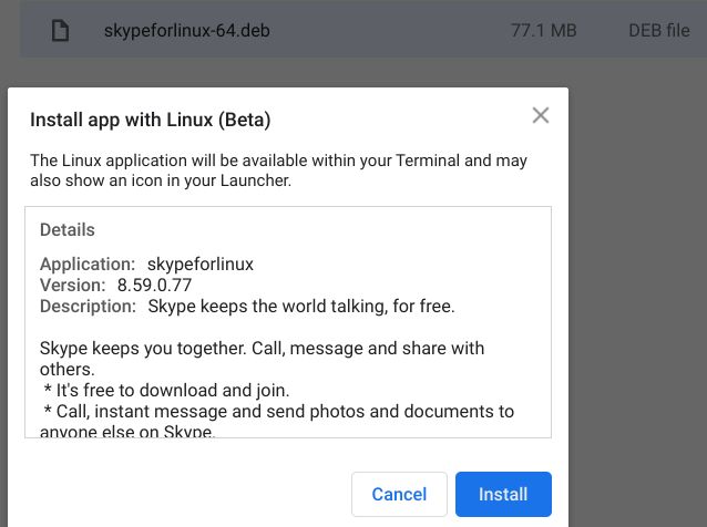 Chromebook linux skype