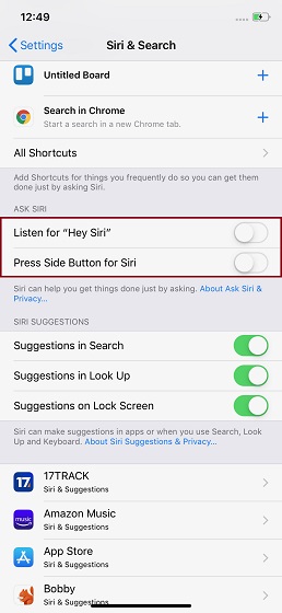 Desactiva Oye Siri en iOS