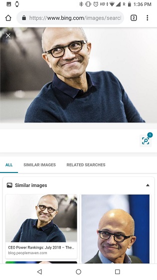 Umgekehrte Bildsuche auf dem Telefon mit Bing Image 2