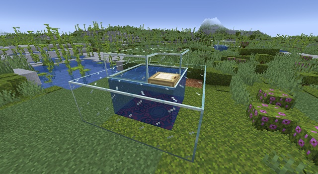 Acuario de agua para criar ajolotes en Minecraft