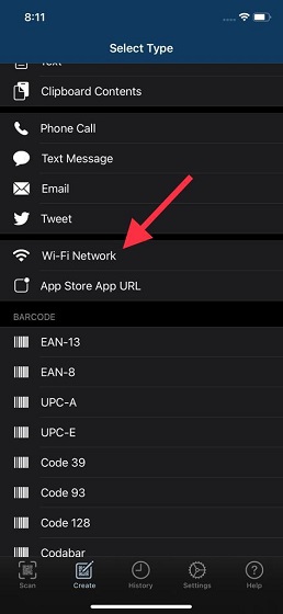 Elija la opción de red WiFi