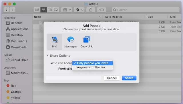 5. Comparte archivos usando iCloud File Sharing en Mac