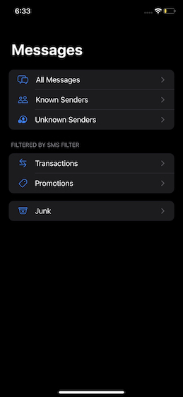 Usar filtros de mensajes automáticos en iOS 14