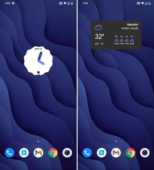 Widgets do Android 12 no Android 11 OnePlus 7T