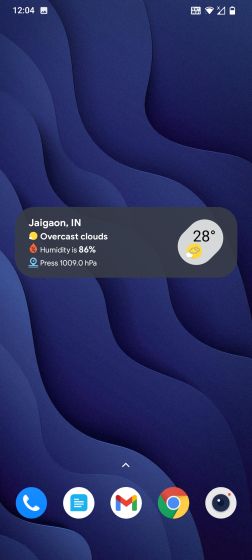 Android 12 Weather Widget rodando no Android 11 