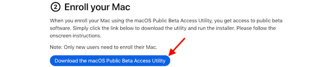 Descargar la utilidad de acceso a la versión beta pública de macOS