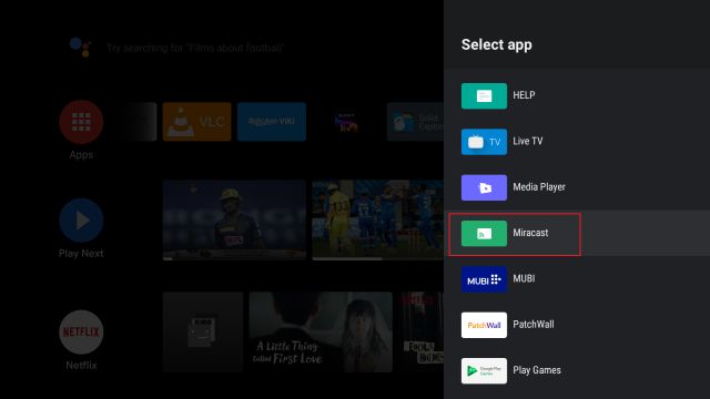 Encontre suporte para Miracast na Android TV