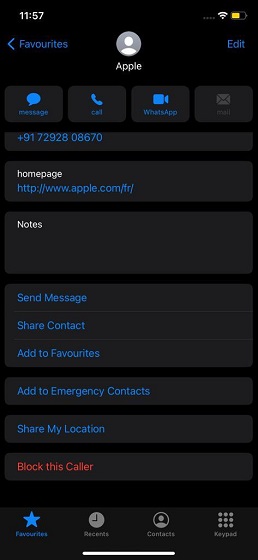 Administrar contactos de iPhone