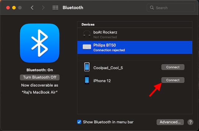 Koppeln Sie Ihren Mac mit dem iPhone über Bluetooth 