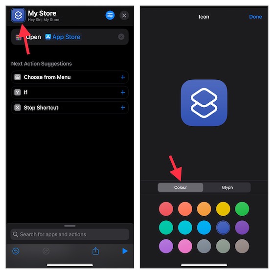 Wählen Sie eine Farbe für Ihr benutzerdefiniertes iPhone-App-Symbol