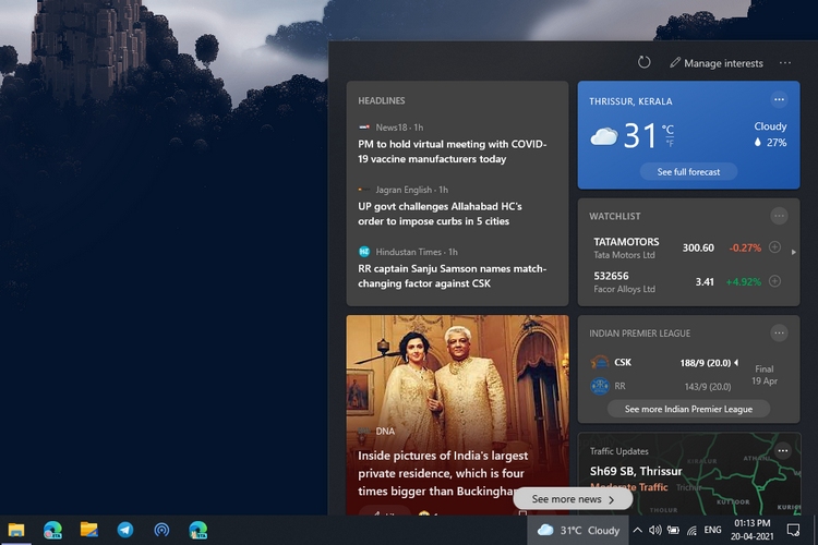 Cómo deshabilitar el widget de noticias e intereses en la barra de tareas de Windows 10