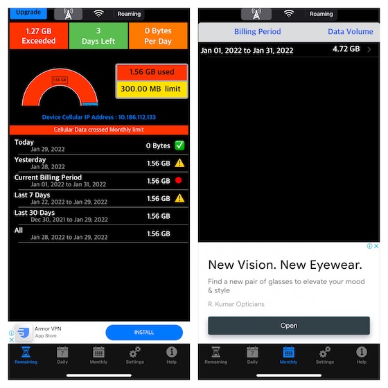 Data Tracker Lite para iPhone 