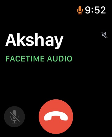 Benutzeroberfläche für FaceTime-Audioanrufe auf der Apple Watch 