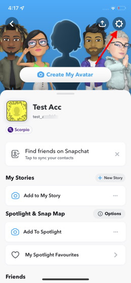 acessar as configurações do snapchat 