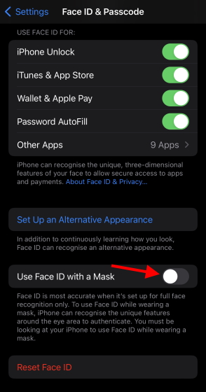 Cómo usar Face ID con una máscara sin Apple Watch