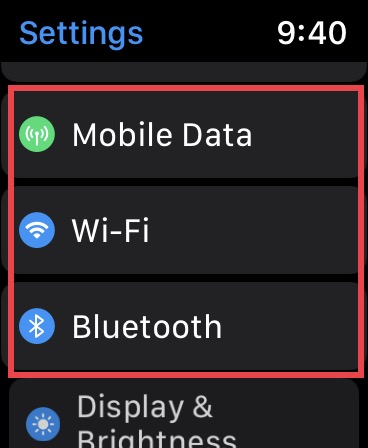 Apagar/encender WiFi y Bluetooth en Apple Watch 
