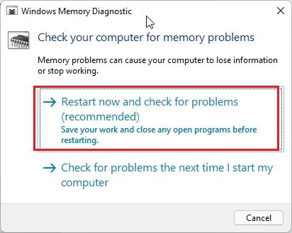Diagnose von Speicherproblemen unter Windows 11