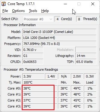 Supervise la temperatura de la CPU en Windows 11 con Core Temp