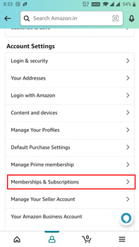Mitgliedschafts- und Abonnementeinstellung im Amazon-Konto