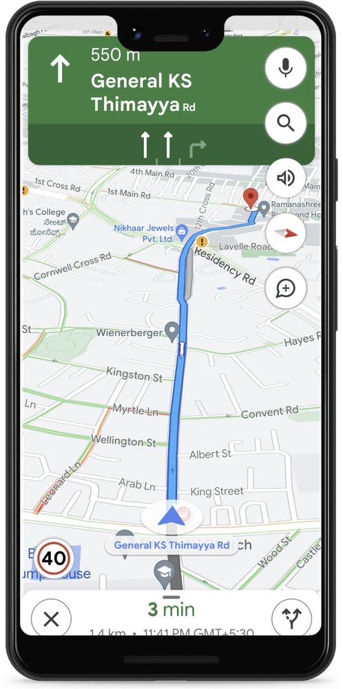 Datos del límite de velocidad de Google Maps