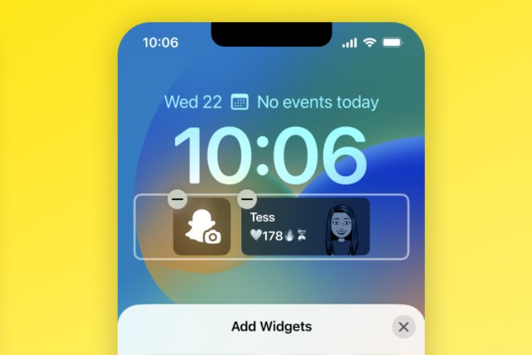 snapchat ios 16 lock screen widget