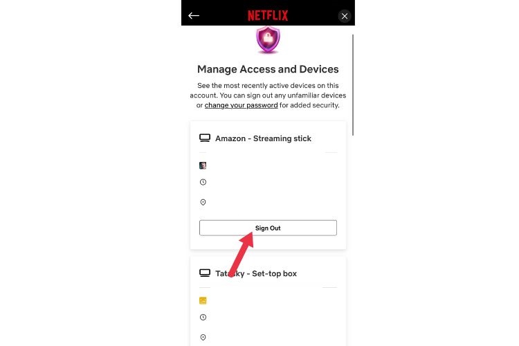 netflix administrar y acceder a la opción de dispositivos