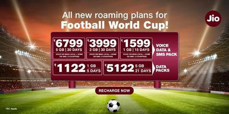 Planes internacionales de la copa mundial de fútbol de Jio