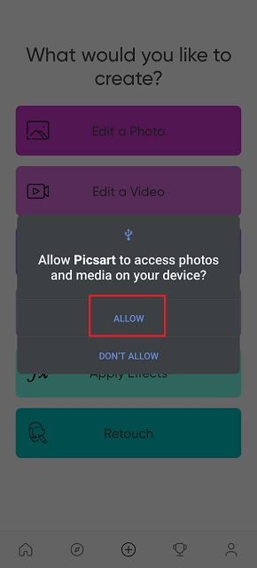 Acceder a archivos en Picsart
