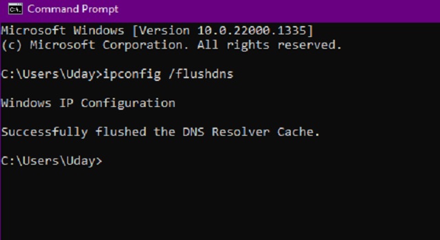 Mensagem DNS Flush bem-sucedida no CMD - Como corrigir o código de erro Roblox 610