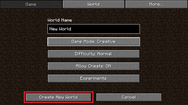 Crear un nuevo mundo para Minecraft