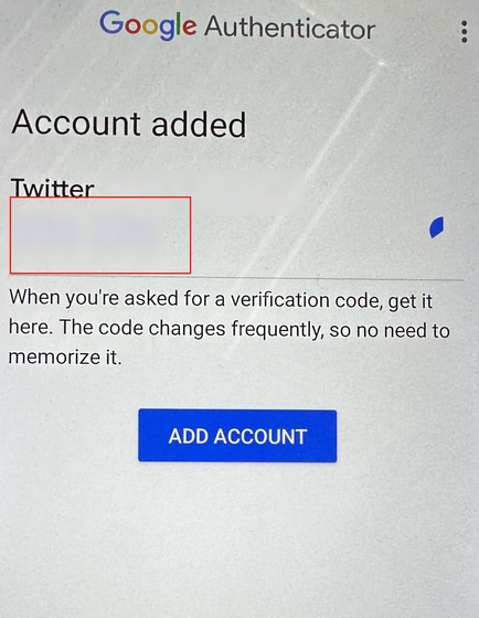 Verknüpfung des Twitter-Kontos mit der Google Authenticator-App