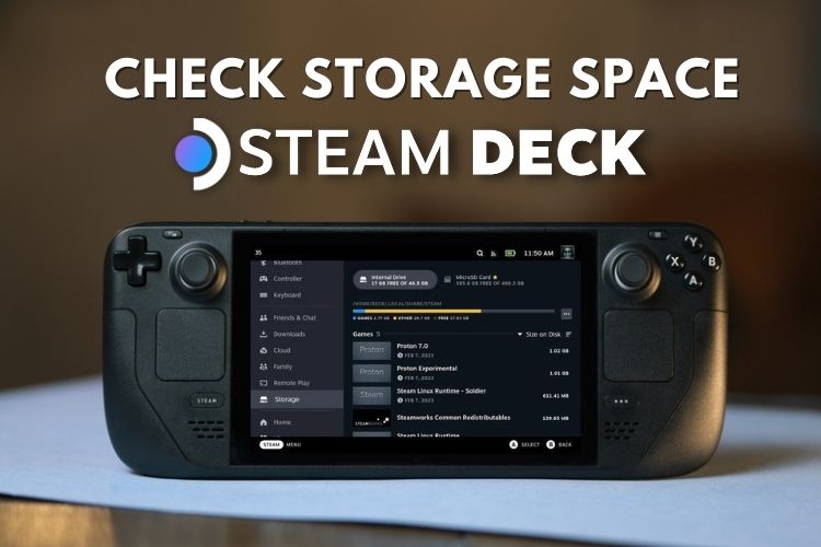 how to check storage space on steam deck