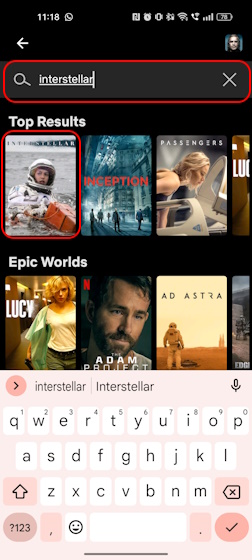 Suchen Sie in der Netflix-App für Android und iOS nach Filmen