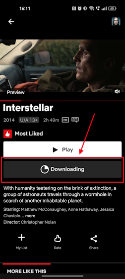 Baixe o progresso de um filme no aplicativo Netflix