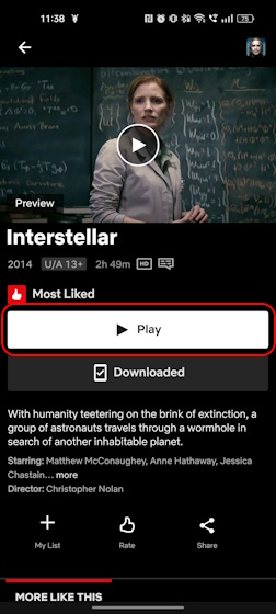 Descargar y reproducir películas en la aplicación de Netflix para dispositivos móviles
