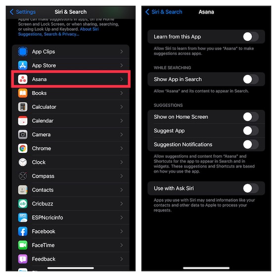 Deaktivieren Sie Siri für einzelne Apps auf iOS und iPadOS
