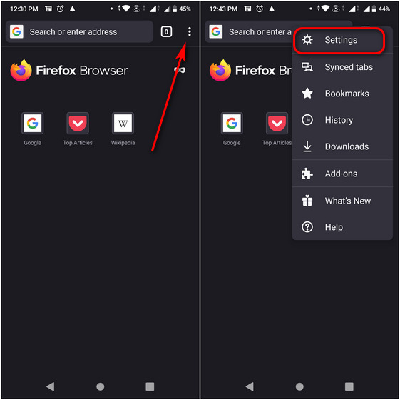 Cómo tomar una captura de pantalla en el modo privado de Firefox en Android