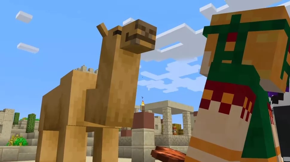 Camelos no deserto de Minecraft