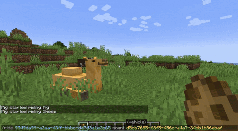Una vaca montando un camello en Minecraft - Cómo usar Ride Command en Minecraft